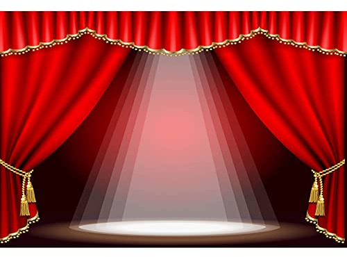 Xiaoterna 3x2m Willkommen zum Karneval Kulisse Roter Theater Bühnenhintergrund Klassisch Zirkus Magie Vorstellungen Interieur Rampenlicht Hintergrund Erwachsene Kinder Porträt Foto Requisiten
