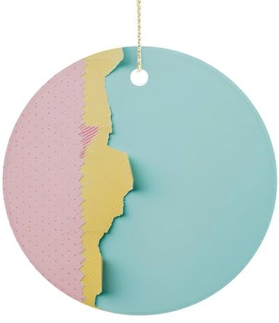 Weihnachtsdekoration Keramik Ornamente Hängende Baumschmuck Papier mit zerrissenen Kanten Bedruckte runde Ornamente