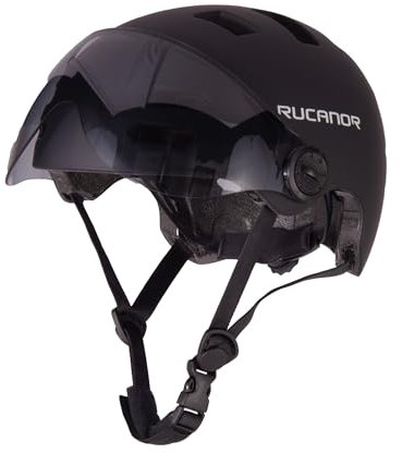 Rucanor Sprint Fahrradhelm (EN 1078 + NTA 8776) - Verstellbar mit Skala - Leichtgewicht - Größe L 58-61 cm - Schwarz - Fahrradhelm - Speed Pedelec - Scooter