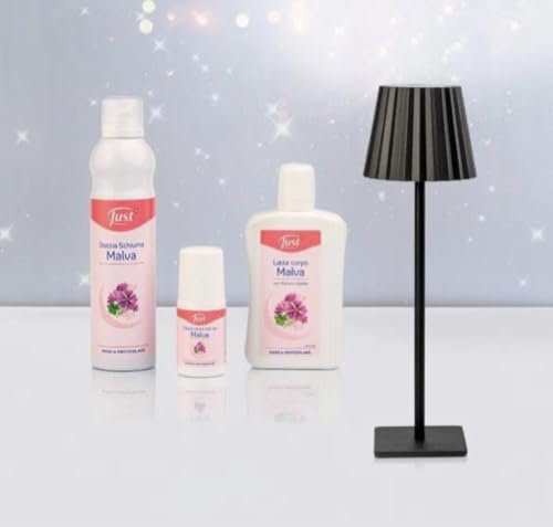 Just Latte Corpo Malva e Doccia Schiuma Malva, Set di 2 Prodotti, Made in Svizzera regalo lampada.