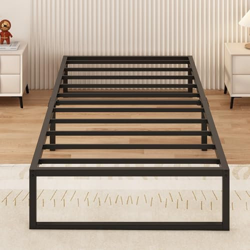 Yicensen Metallbett 80x190 cm, Metallbettgestell Einzelbett mit Stahllattenstütze, Einfache Montage, Geräuschlos, Kein Boxspringbett Erforderlich, 30cm Hoch, Schwarz
