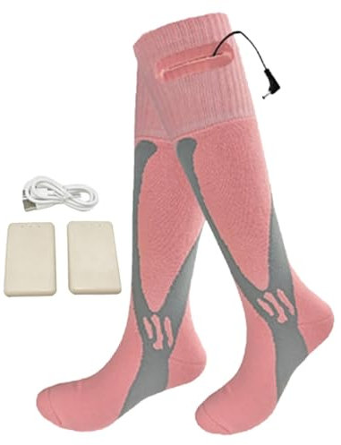 Beheizte Socken Wiederaufladbare Elektrische Beheizbare Socken Damen Herren Batterie Heizsocken Mit 2500-mAh-Elektrosocken, Heizbar Thermosocken Fußwärmer, Warme Winter Socken Für Jagd, Camping, Wande