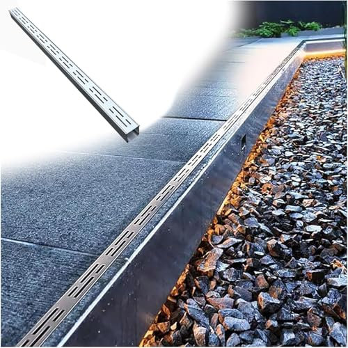 Fossa di drenaggio in acciaio inox con griglia rimovibile, canale dell'acqua per esterni, grondaia, 1 m, sottile filtro per bloccare i detriti, 15 cm x 4 cm
