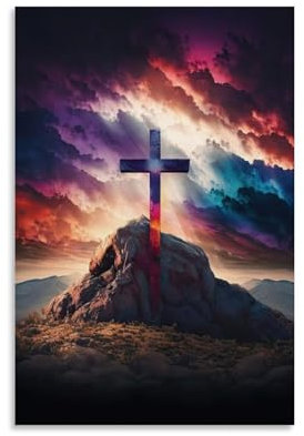 KNKncnv Cross of Christ Art Poster Dekorative Malerei Leinwand Wandkunst Wohnzimmer Poster Schlafzimmer Malerei,Wandkunst Bilddruck Moderne Familienzimmer Dekor 08x12inch(20x30cm)