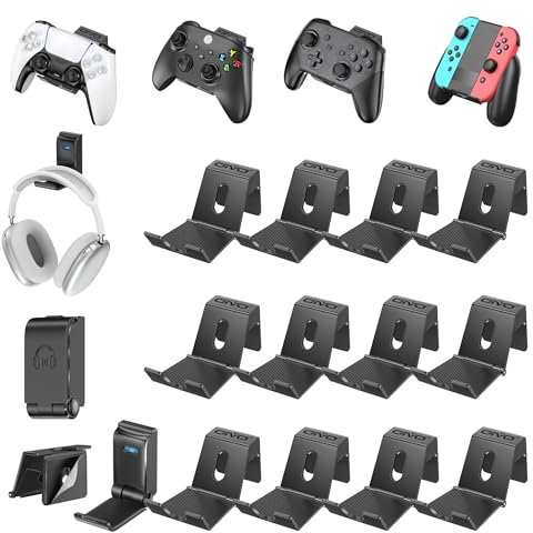 Supporto per Controller/Cuffie, Parete Porta Cuffie Pieghevole, Gancio Universale per Cuffie Over Ear, Supporto per Cuffie/Controller per Accessori da Gioco (12 Pezzi)