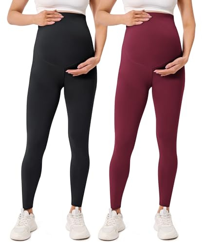 BAYDI Creamlush Legging de grossesse pour femme avec soutien ventral réglable, doux, taille haute, opaque, confortable, pour le yoga, les loisirs