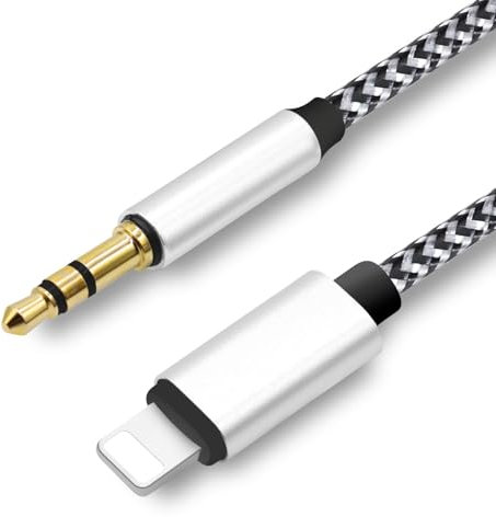 LUIRSAY Cable AUX de coche para iPhone, [certificado MFi] lightnning aux, adaptador de audio HiFi con material de nailon para iPhone 14/13/12/11 Pro/10/8/plus/X/XS/XR/SE, 1 m
