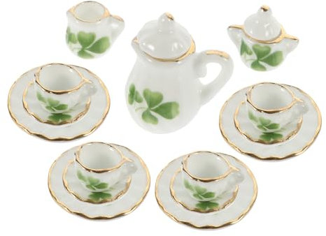 SUPVOX Mini House Accessories Ceramic Mugs Teapot Saucer Scene Prop for Doll House Decoration Home Decor