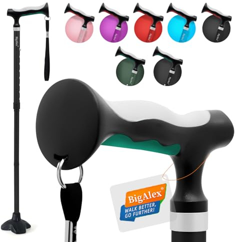 BigAlex Gehstock Klappbar für Damen und Herren, Faltbare, Höhenverstellbare Gehstöcke für Senioren & Erwachsene Stabil, Stöcke mit Rutschfester Quad-Basis, Eleganter Stock für Aufstehhilfe, Gehhilfe