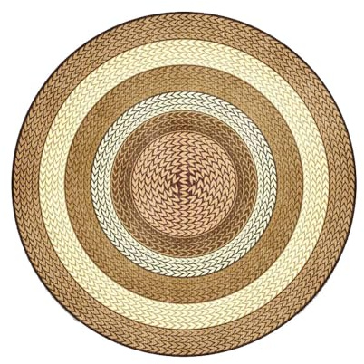 Runder Jute-Teppich, maschinenwaschbar, handgefertigt, rutschfeste runde Matten für Wohnzimmer, Vintage-Druck und Weben
