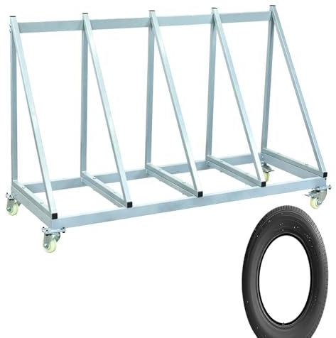 XUHONGYA Schwerer Rollendes Reifenregal, Passt für Reifen bis zu 102 cm, 147x53x97 cm, 4-Rad Reifenhalter, Reifenaufbewahrung & Transport für Garage/Werkstätten/Reparaturwerkstätten