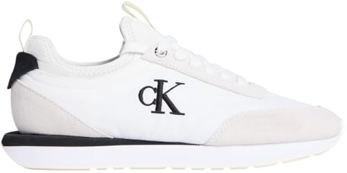 Calvin Klein Damen Runner Sneaker Retro Lace Up Sock mit Logo, Weiß (Bright White/Black/Marshmallow), 41