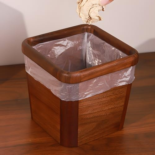 KIBONCY Corbeille à ordures en noyer, corbeille en bois naturel, petite poubelle, pour la maison, le bureau sous le bureau, la cuisine A