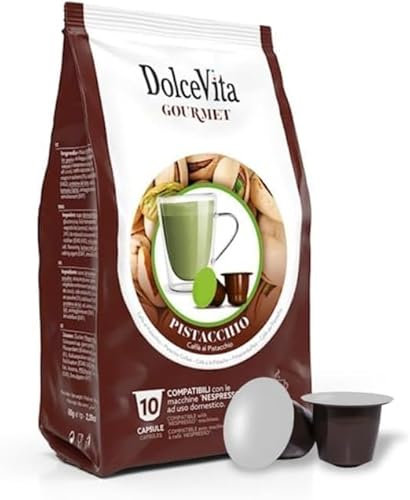 60 Capsule Compatibili con Nespresso DOLCE VITA PISTACCHIO - Senza Glutine - Senza Soia - 6 Sacchetti da 10 Capsule –