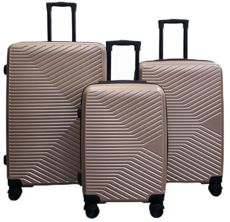 Infinity 3 teiliges Gepäckset Hartschalen Leichtes ABS Reisen Kabine Case Feiertage Koffer Taschen (3-teiliges Set inklusive Kabine, M, L) Gold