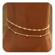 Kyerlyn Ankle Bracelets for Women Gold Anklets for Women Waterproof 14K Gold Plated Anklet beaded Ankle Bracelet Beach Essentials Summer
