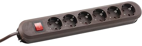 Bachmann 381.450K Smart - Regleta con interruptor (6 enchufes Schuko, 1,5 m), color marrón