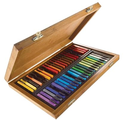 Conté à Paris 50172 Bamboo Box with 48 Coloured Carré Chalks, Square Pastels