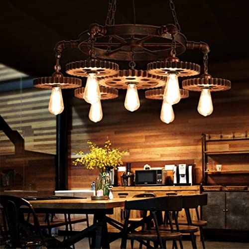 Retro Pendelleuchte,COCOL Industrielle Loft Hängeleuchte Holz Dekorativer Hängelampe Metall Höhenverstellbar E27 Retro Holz Pendelleuchte für Küche Esszimmer Bar Restaurant Wohnzimmer Café(Ohne Birne)