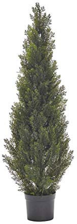 artplants.de Künstlicher Zeder, 79 Nadelbündel, grün, uv - sicher, 120cm - Kunst Zypresse - Deko Hecken Baum