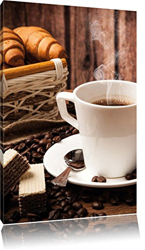 Pixxprint heiß aufgebrühter Kaffee, Größe: 80x60cm, Leinwandbild, fertig gespannt, Wandbild, Dekoration, Kunstdruck, kein Poster