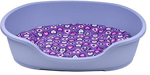 adena Hundekorb 110 x 74 cm grau + Kissen Herzen lila
