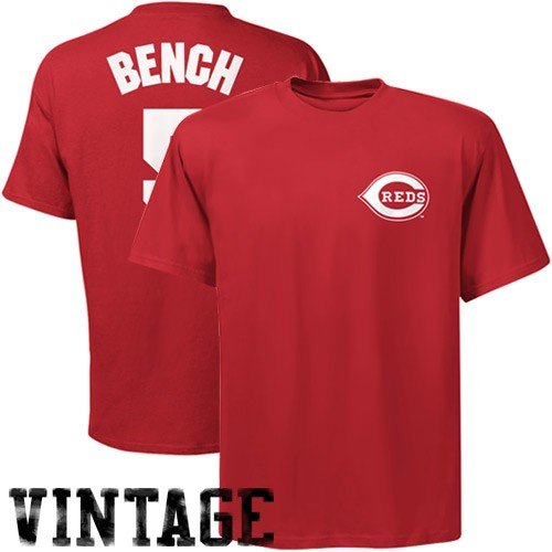 MLB Baseball T-Shirt Cincinnati Reds Johnny Bench 5 rot Hall of Fame Hof Trikot (S)