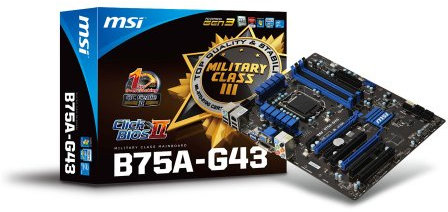 MSI B75A-G43 Mainboard Sockel 1155 (ATX, Intel B75, DDR3 Speicher, USB 3.0)