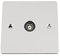 TV Coaxial Aerial Socket Single 1 Gang - Polished Chrome - Flat - Black Insert