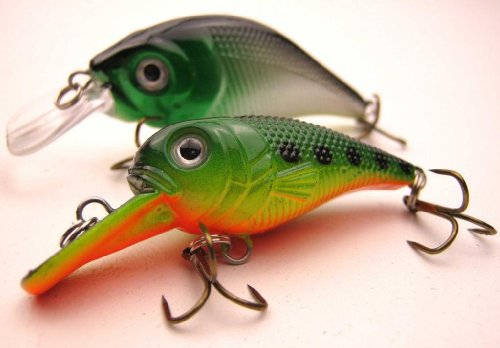 2 x Fishing Plug Rattler Pike Perch Spinner Spoon Lure Set Deep & Shallow Divers
