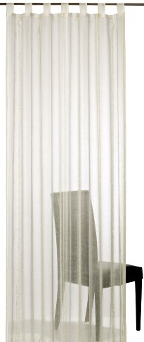 Elbersdrucke halbtransparente Gardine Schlaufenschal Casa 09 beige 255 x 140 cm 151928 Vorhang mit Schlaufen für Wohnzimmer Schlafzimmer Flur Küche Büro