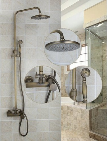 Gowe Messing antik Badezimmer 20,3 cm Rainfall Dusche Kopf Dusche Wasserhahn Set Badewanne Waschbecken, Wasserhähne, Armaturen & Wasserhähne