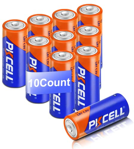 PKCELL LR1 Battery, E90/ MN9100 /N Type Battery 1.5v Alkaline Batteries for Clock, Alarm, Remote Control,Pack of 10
