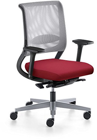 Sedus Netwin – Bürostuhl mit Netzrückenlehne – Similar – Lendenwirbelstütze – verstellbare Armlehnen – Stoff rot