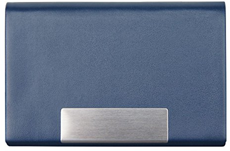 Visitenkartenetui blau - hochwertiges Kunstleder mit Magnetverschluss in gebürstetem Edelstahl, edle Visitenkartenbox im Business-Look von K.DESIGNS