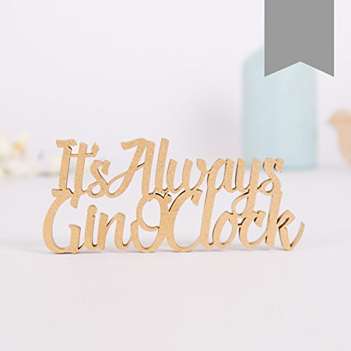 KLEINLAUT 3D-Schriftzug Always Gin O Clock in Größe: 15 x 6,6 cm - Dekobuchstaben - 32 Farben zur Wahl - Grau