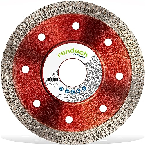 Ceramic Diamantscheibe 125mm für Fliesen, Feinsteinzeug, Granit uvm. Profi Diamanttrennscheibe 125 mm für saubere Kanten | rendech® Markenqualität