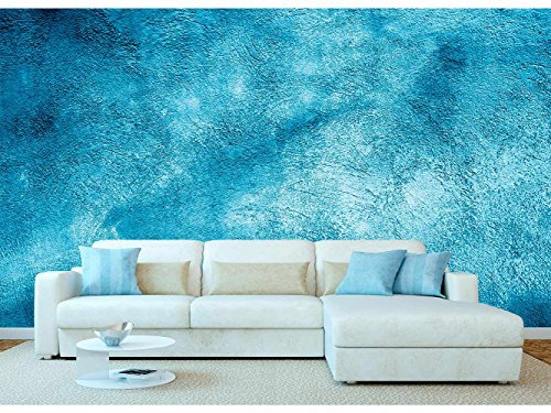 Papier peint mural imitation stuc bleu clair pour salle à manger, salon, chambre à coucher 350 x 250 cm