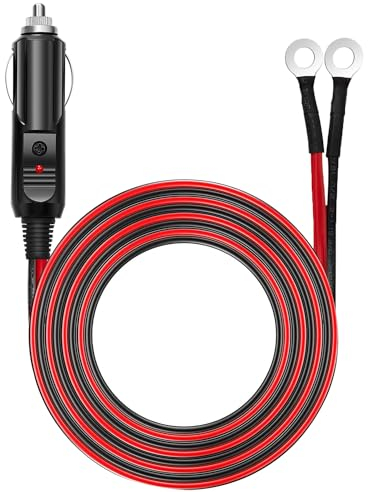 Chanzon 1.8 Metre 6ft/3ft UL Listed 12V/24V 15A Male to Male Cigarette Lighter Plug, Heavy Duty Cable Charger Cord, Male Plug to Eyelet Terminals Cigarette Lighter Extension Cord