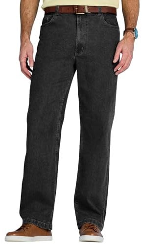 Chums Men's Denim Jean in Stretch Fabric Side Elasticated Waistband for Comfort Stonewash Finish Black 42W / 31L