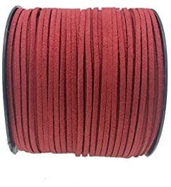 Pamir Tong Faux Leather Cord for Jewelry Making 100 Yards 2.6mm Thin Suede String Rope Maroon Bracelet Cords DIY Crafts String for Necklace-Dream Catcher Supplies-Hat- Walking Stick