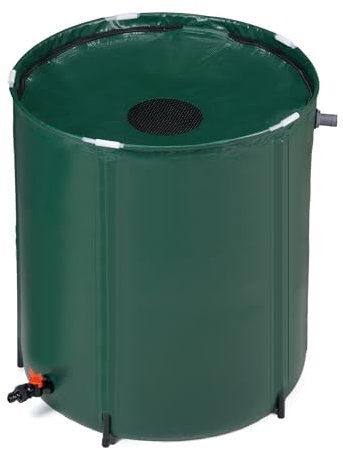 VINGLI 50 Gallon Collapsible Rain Barrel, Portable Water Storage Tank, Rainwater Collection System Downspout, Water Catcher Container with Filter Spigot Overflow Kit