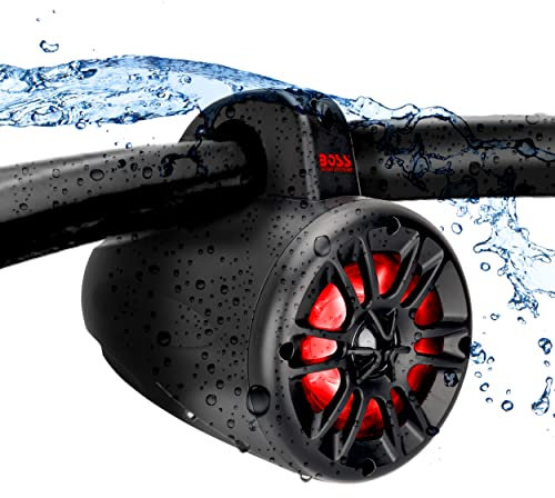 BOSS Audio Systems MRWT40RGB Marine Waketower Speaker System - 400 Watts of Power Per Pair, 200 Watts Each, 4 Inch, Full Range, 2 Way, RGB Led Illumination, Marine Grade, Weatherproof, Sold In Pairs