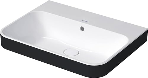 Duravit Happy D.2 Plus Aufsatzbecken, ohne Hahnloch, 600x460 mm, geschliffen, mit Überlauf, mit Hahnlochbank, 2360606160, Farbe: Weiß &