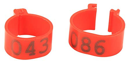 Beinringe für Geflügel, 100 Stück 16mm Identifizierung Bein Ringe, 001-100 Nummeriert, für Hühnchen Ente Gans Vogel Wachteln(rot)