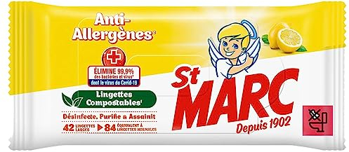 ST MARC Lingettes Biodégradables Nettoyantes et Désinfectantes Anti-allergènes x42