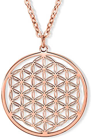 VIASOUL® Halskette Blume des Lebens I Lebensblume Kette für Damen I Flower of Life Anhänger I Mit 585er Gold überzogen I Die Original Blumen Kette (Rose)