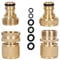 4 Pack Brass Garden Tap Connectors - Expandable Hose Male & Female Adaptors, Brass Quick Connector Fittings, Spray Appliance Kit Flexi Connector Car Wash Pipe Fittings