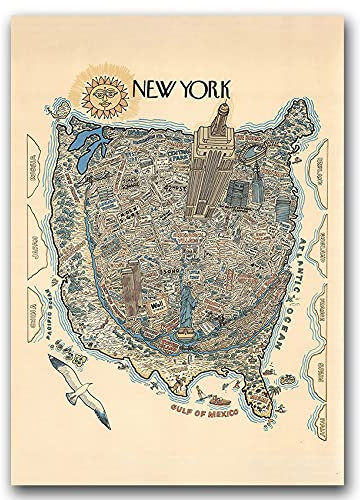Vintage Posteria Poster Anschlag 30x40 cm Bild Bilder Vintage Wandbilder Schlafzimmer Wand Kunst Deko Ohne Rahmen WandKunst Posters Moderne Zimmer - New York