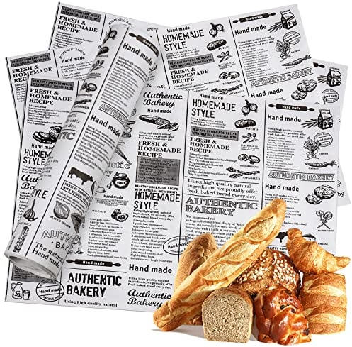 50 Sheets Food Paper Sheets Food Grade Oil Proof Wrap Paper Food Baking Wrapping Paper Grease Paper Greaseproof Wrappers Basket Liners for Deli Hamburgers Cake Fries Sandwich 28x38cm